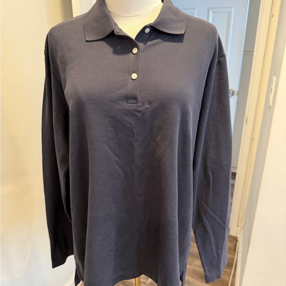 Women's Navy Long Sleeve Polo Shirt